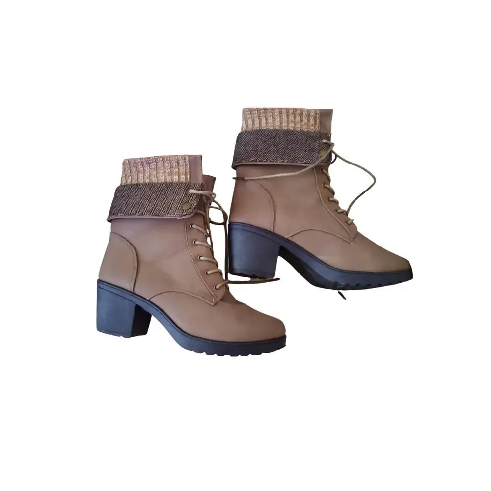 Ashley Blue RiRi Tan Vegan Ankle Boots‎ Women’s Size 11 Lace Up Booties Lace up